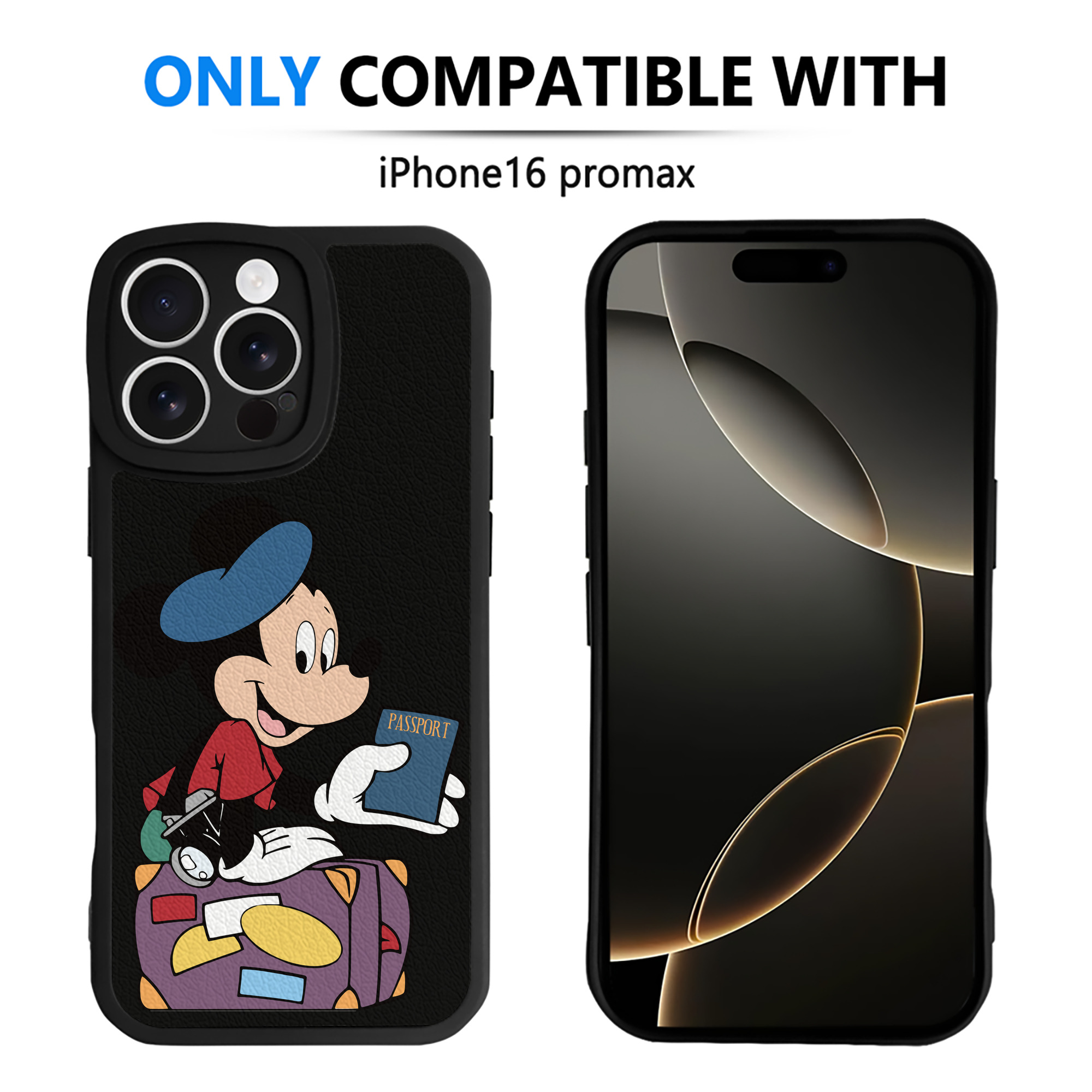 （画像用） ミッキーマウス Mickey Mouse 【iPhone 16シリーズ対応】シリコンスマホケース（レザー調） 材質：シリコン